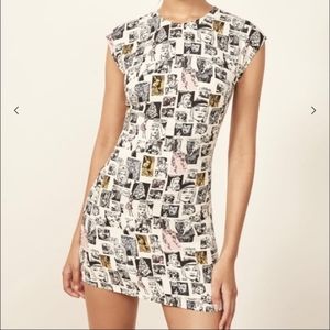 Reformation Lilah Ultra Mini Crepe Cartoon Dress All-over Comic Art Print XS